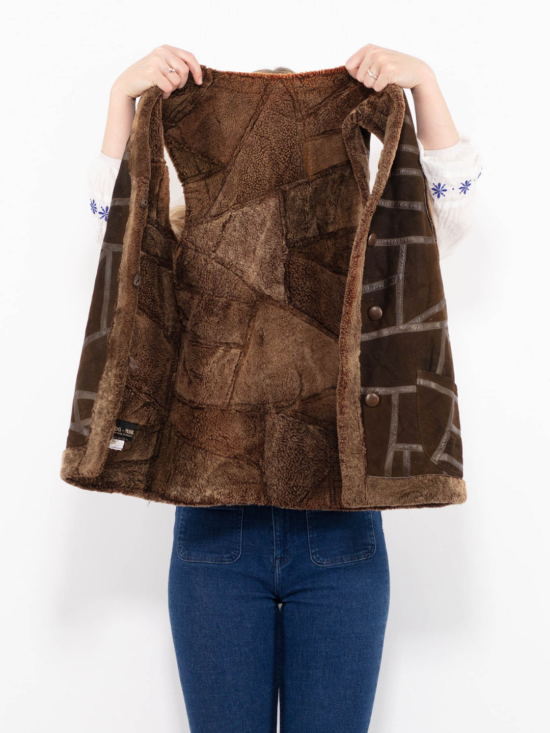 Vintage 90's Women Sheepskin Vest in BrownA1050