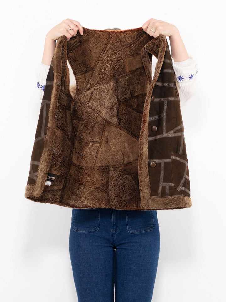 Vintage 90's Women Sheepskin Vest in BrownA1050