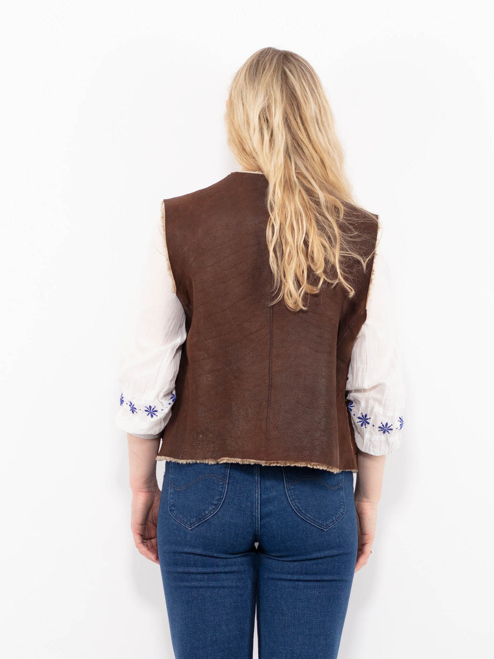 Vintage 90's Women Sheepskin Vest in BrownA1051