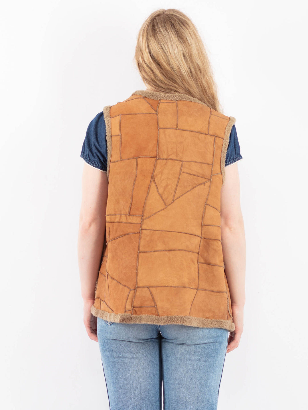 Vintage 90's Women Sheepskin Vest in BrownV9525