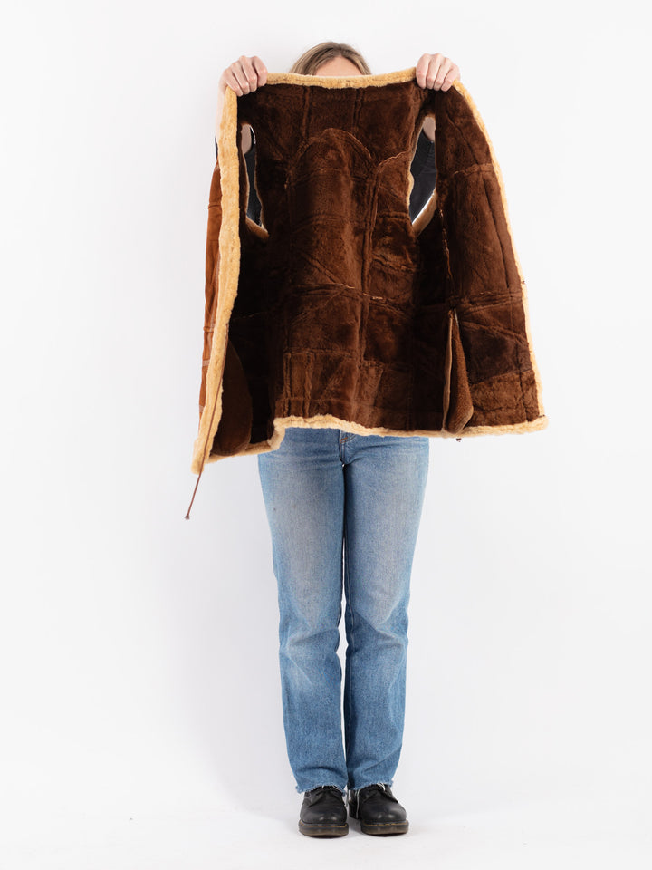 Vintage 90's Women Sheepskin Vest in Brown