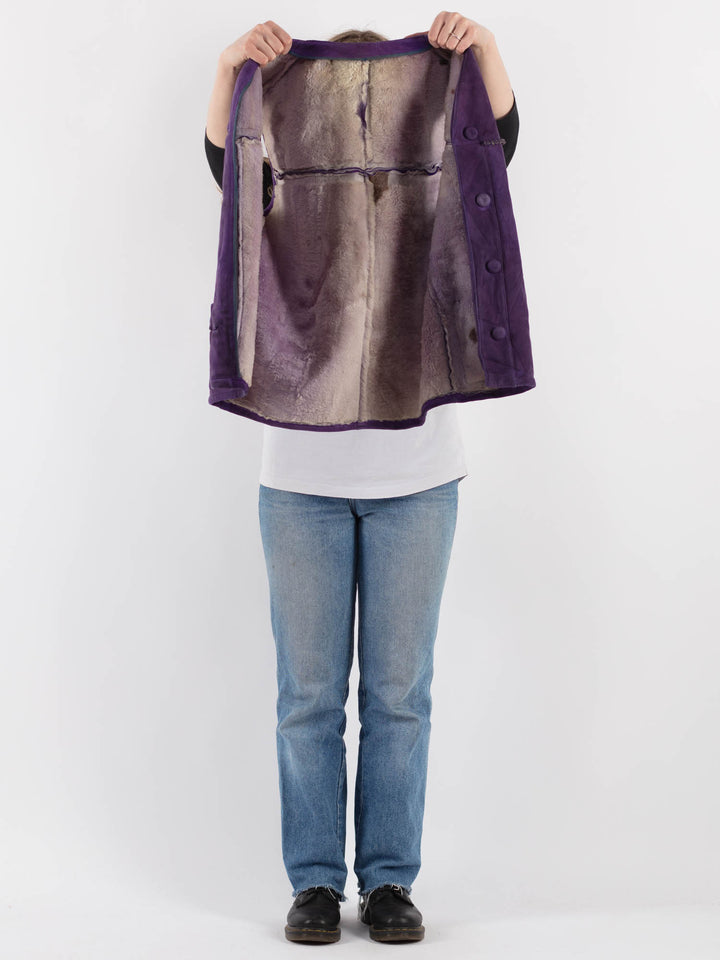 Vintage 90's Women Sheepskin Vest in PurpleV9331