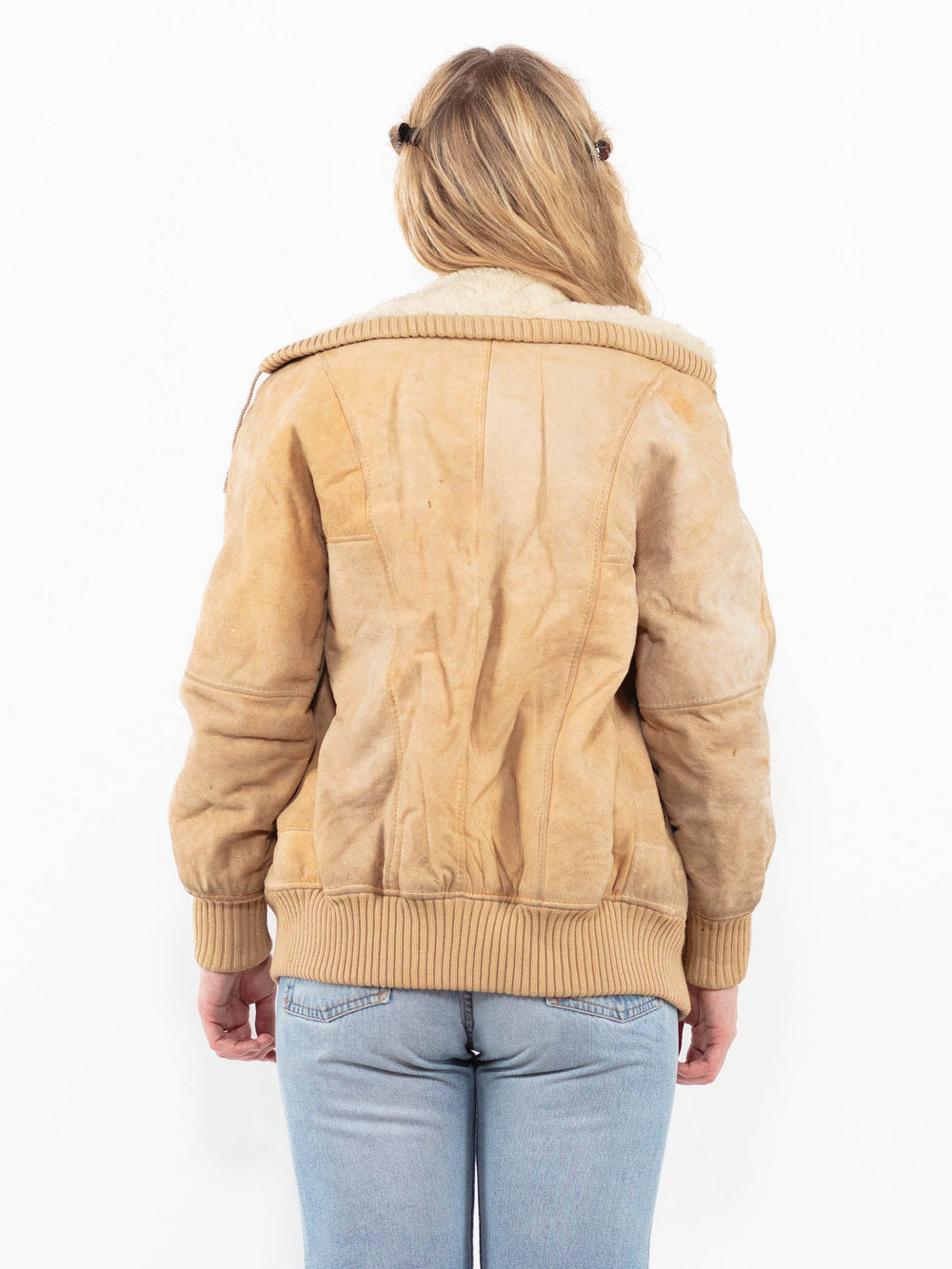 Vintage 90's Women Sheepskin Jacket in BeigeA0340