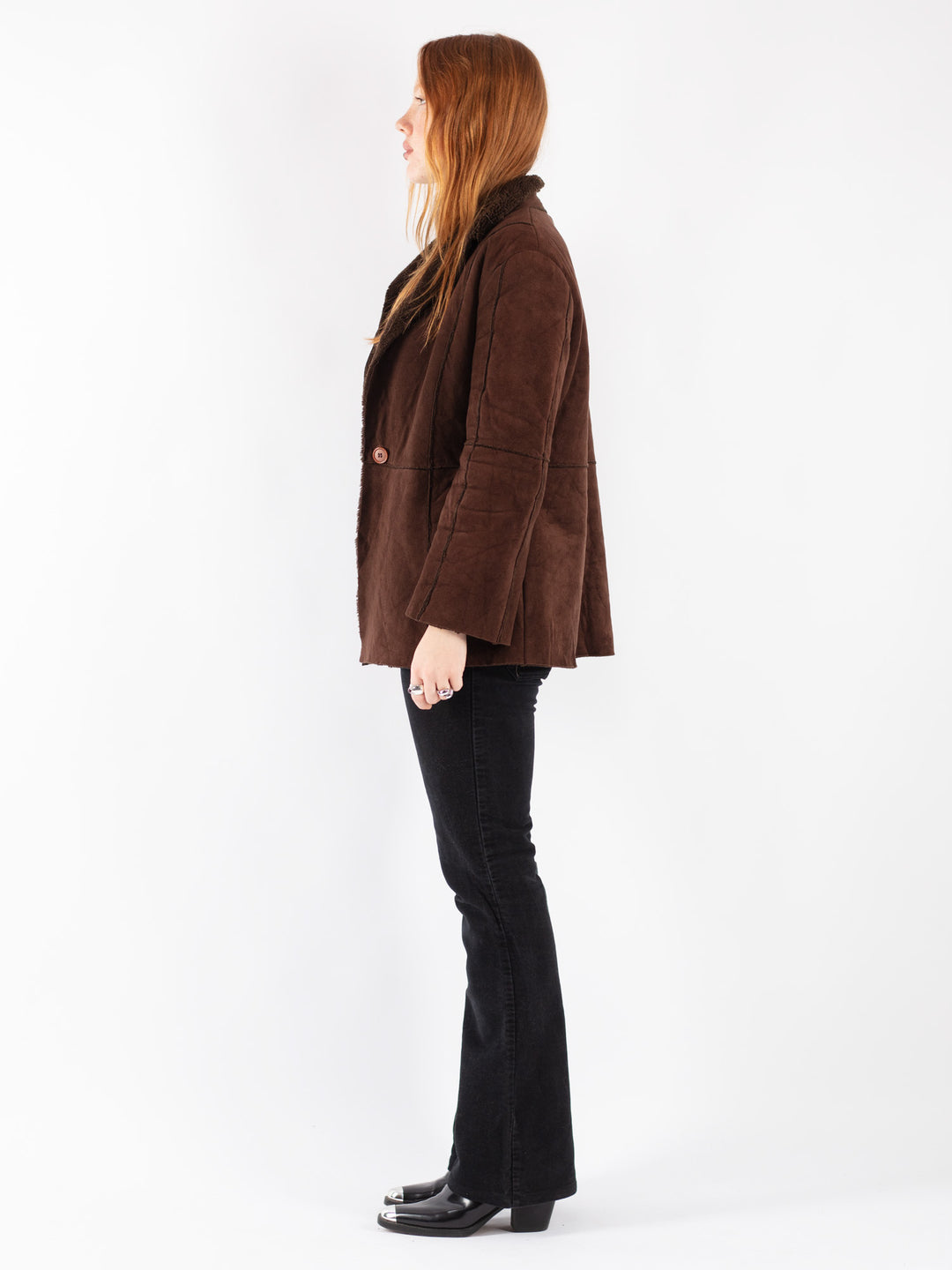 Vintage 90's Women Sherpa Coat in Brown