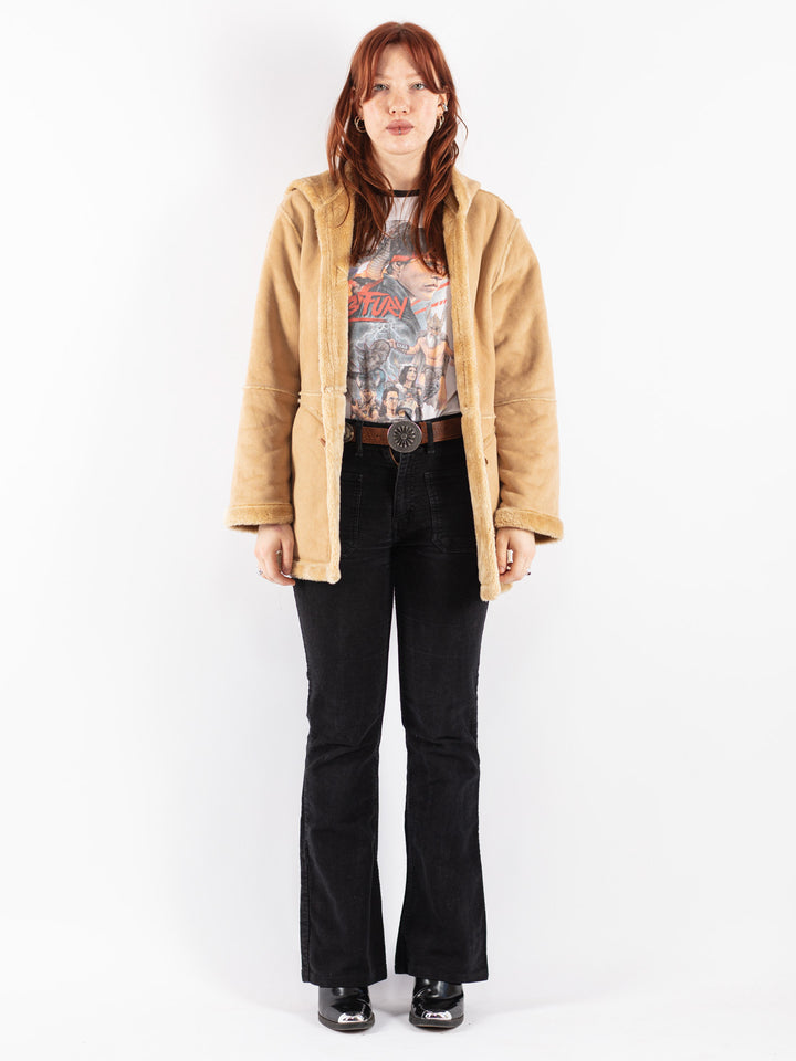 Vintage 90's Women Sherpa Coat in Beige