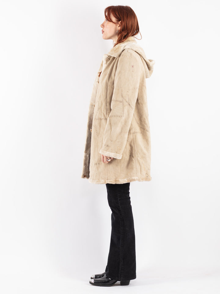 Vintage 90's Women Sherpa Coat in Beige