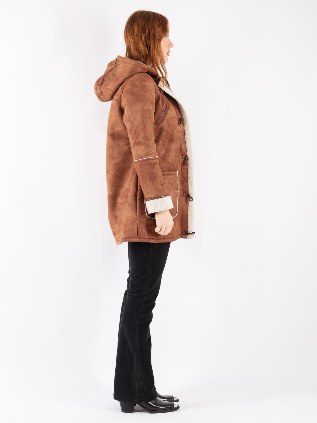 Vintage 90's Women Sherpa Coat in Brown