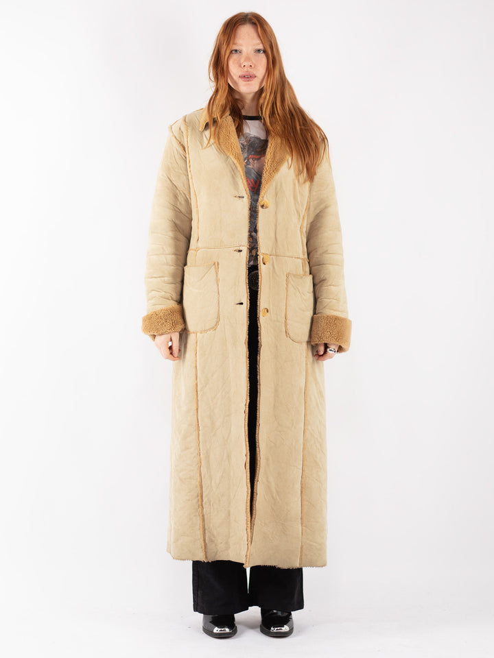 Vintage Women Sherpa Coat in Beige