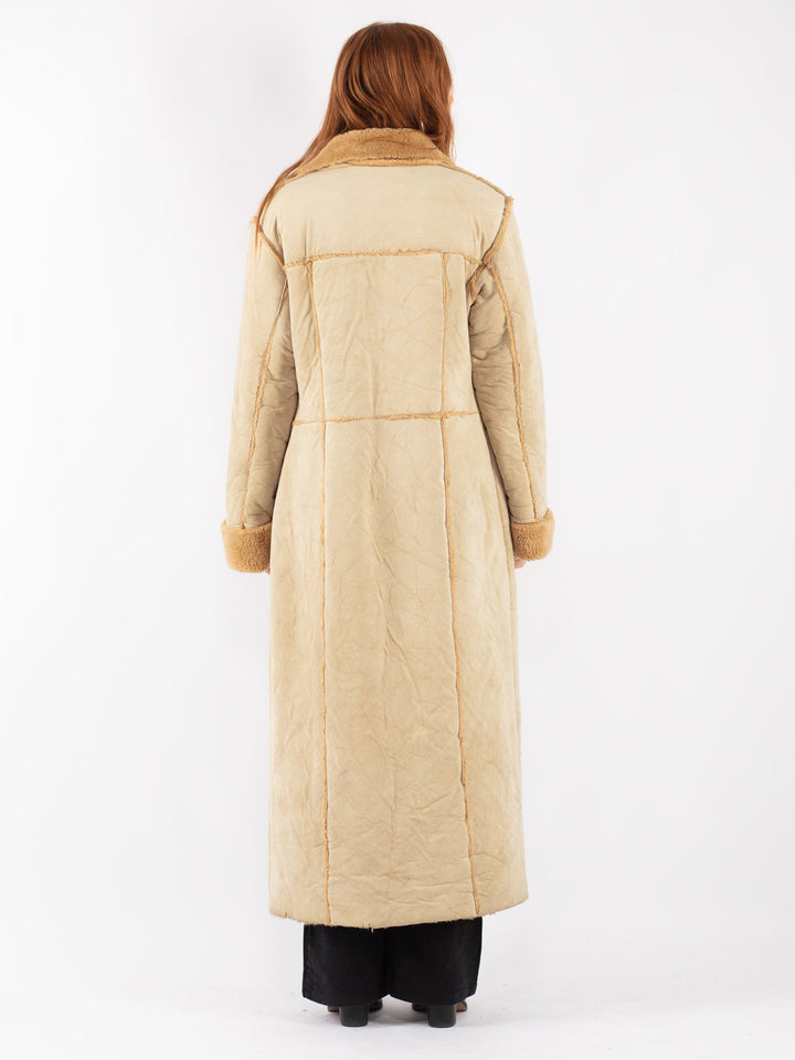 Vintage Women Sherpa Coat in Beige