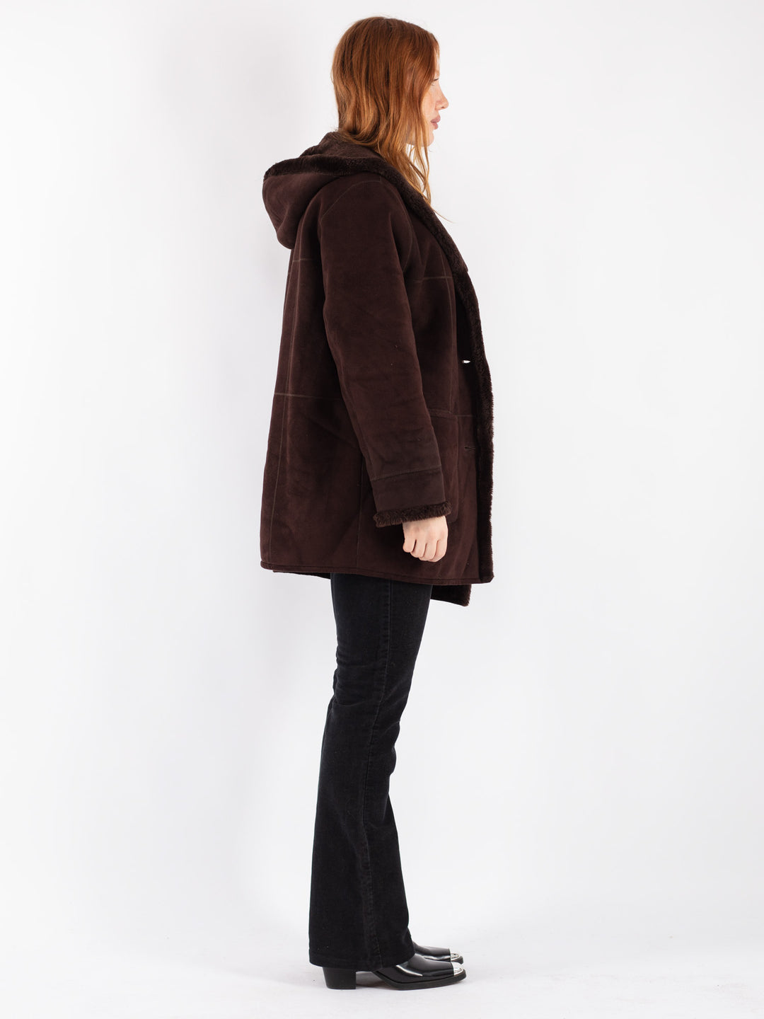 Vintage 90's Women Sherpa Coat in Brown