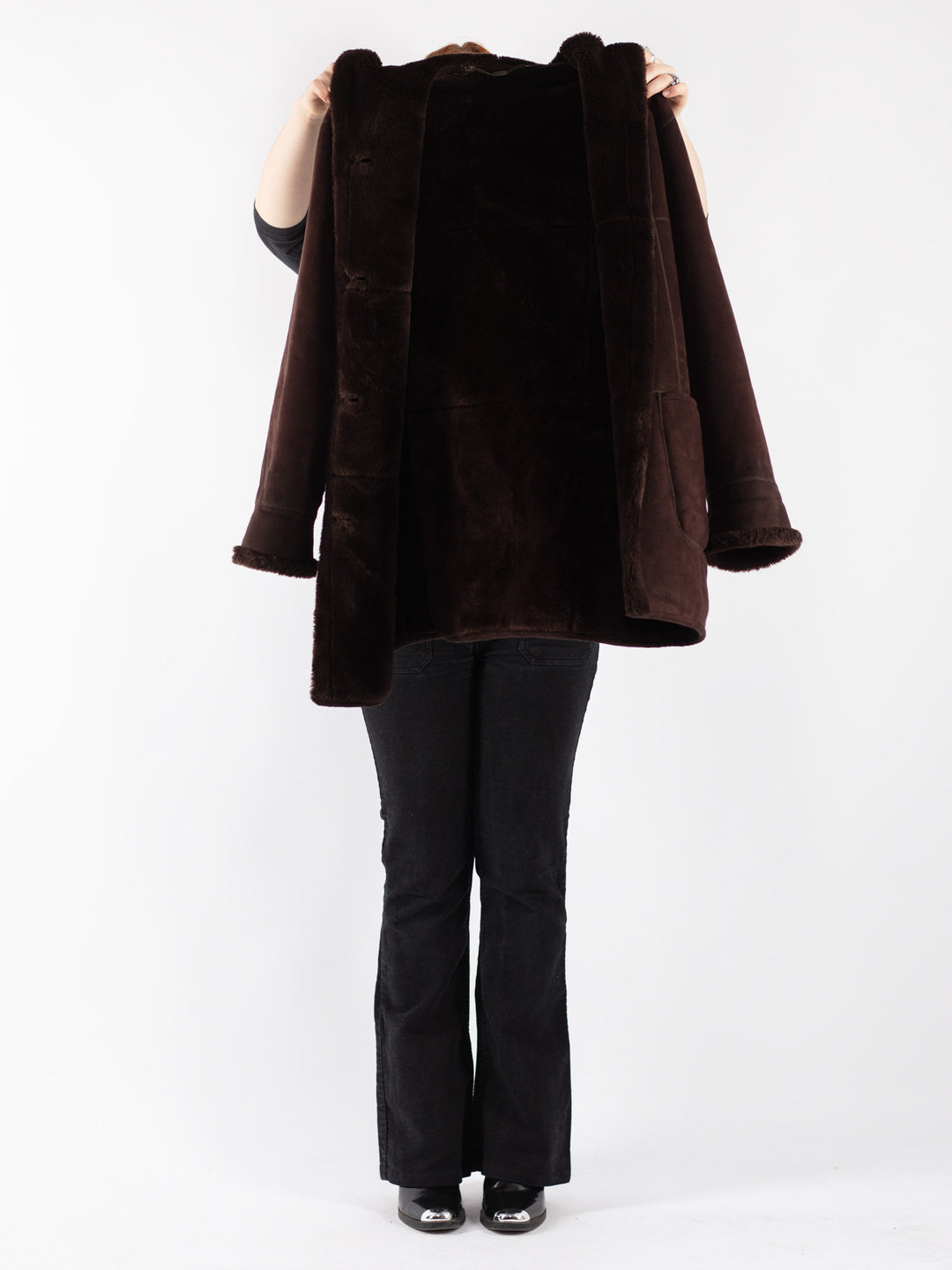 Vintage 90's Women Sherpa Coat in Brown