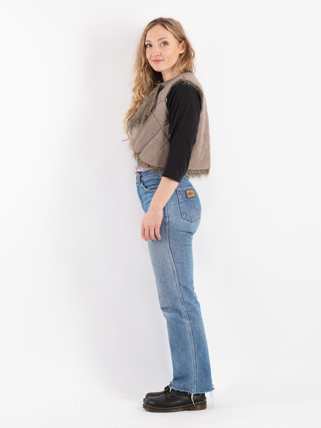 Vintage 90's Women Sherpa Vest in Beige