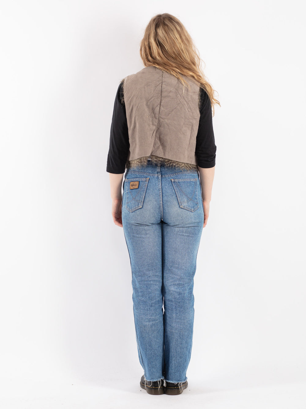 Vintage 90's Women Sherpa Vest in Beige