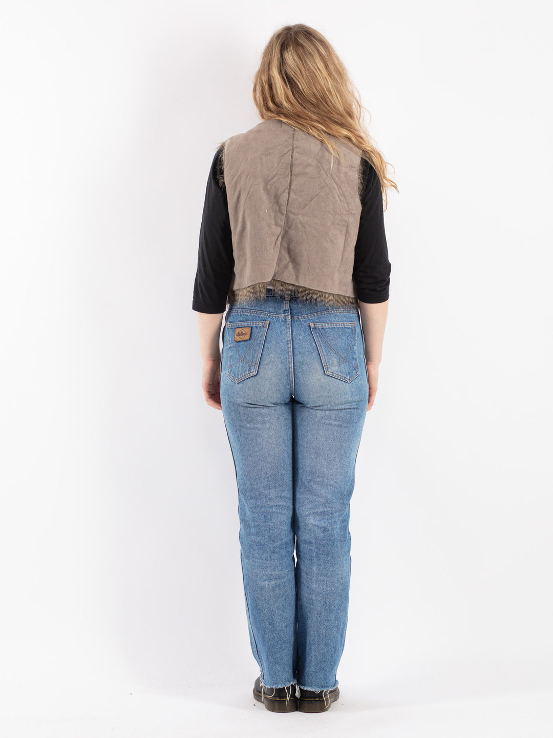 Vintage 90's Women Sherpa Vest in Beige
