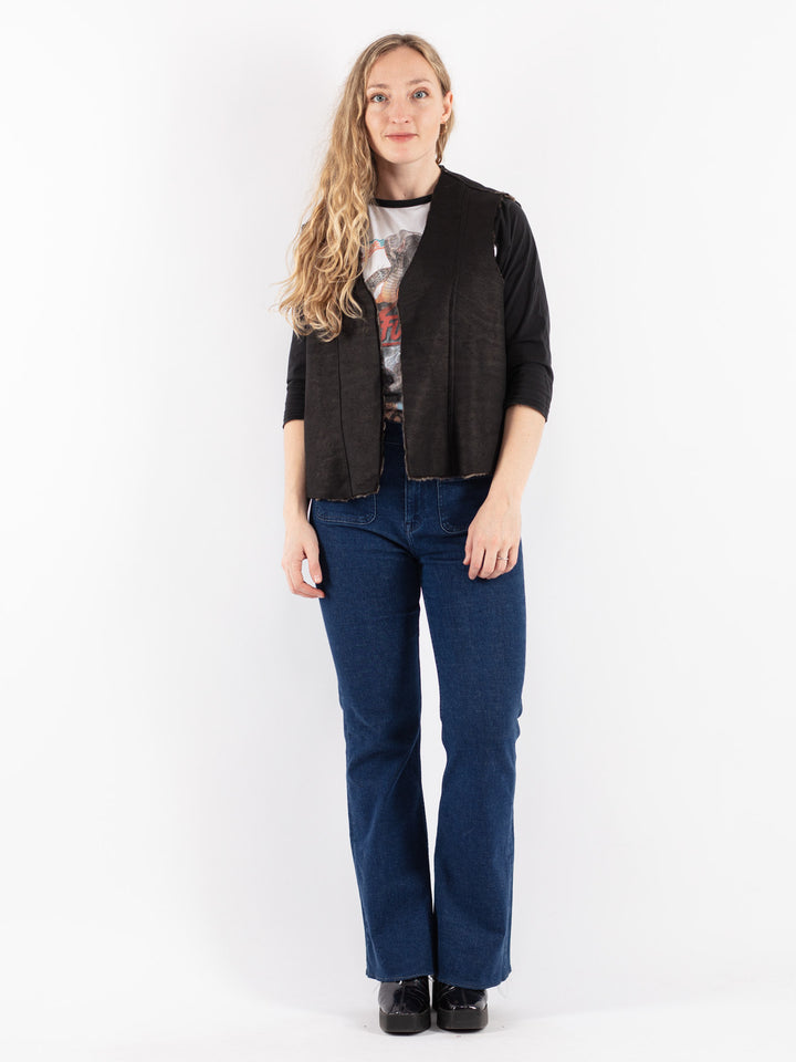 Vintage 90's Women Sherpa Vest in Black