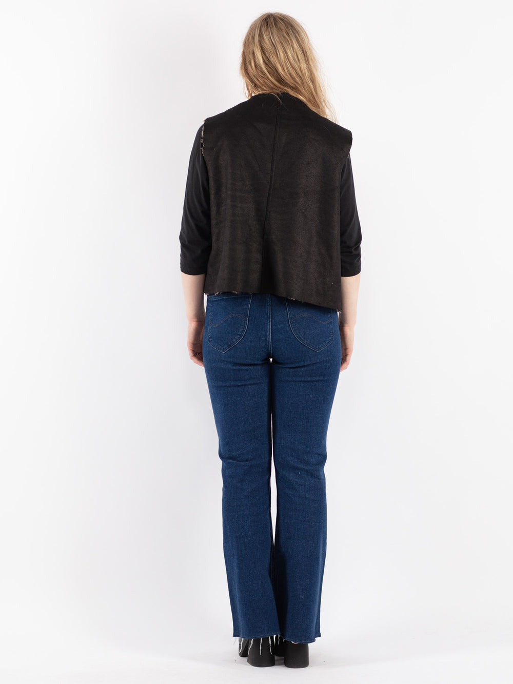Vintage 90's Women Sherpa Vest in Black