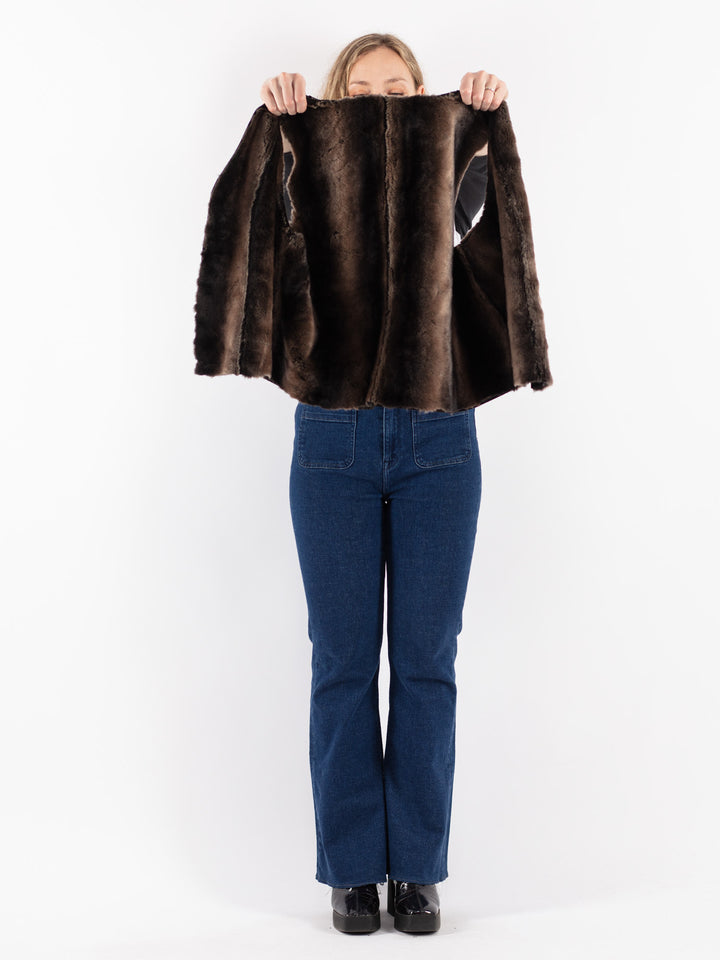 Vintage 90's Women Sherpa Vest in Black
