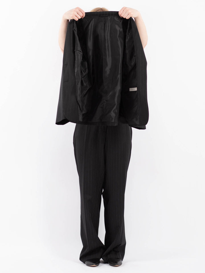Vintage 90's Women Striped Pantsuit in Dark Gray