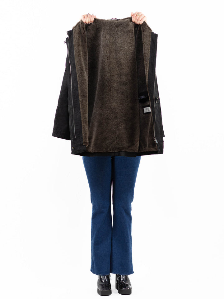 Vintage 90's Women Suede Sherpa Coat in BlackA0048