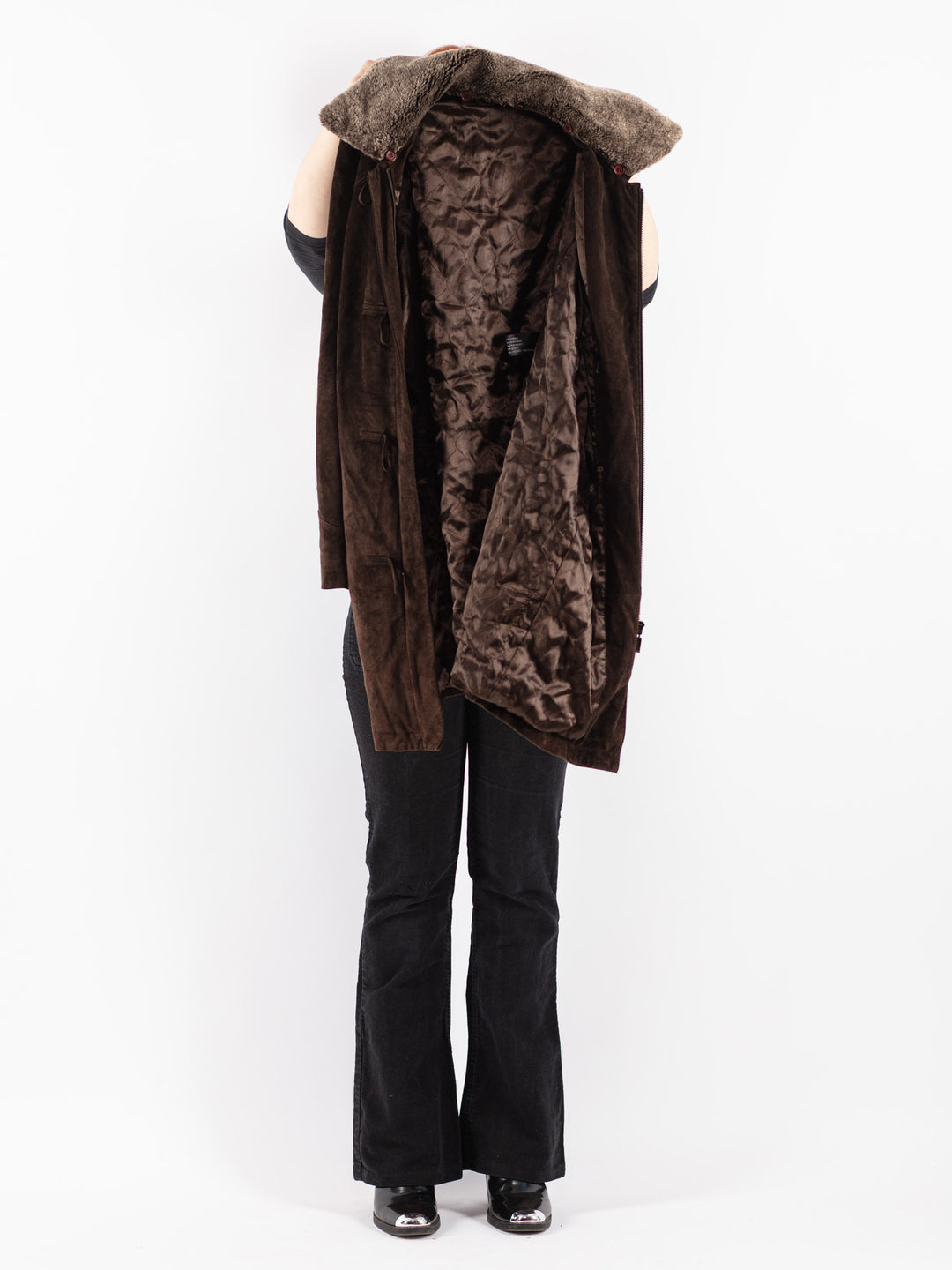 Vintage 90's Women Suede Coat in Brown