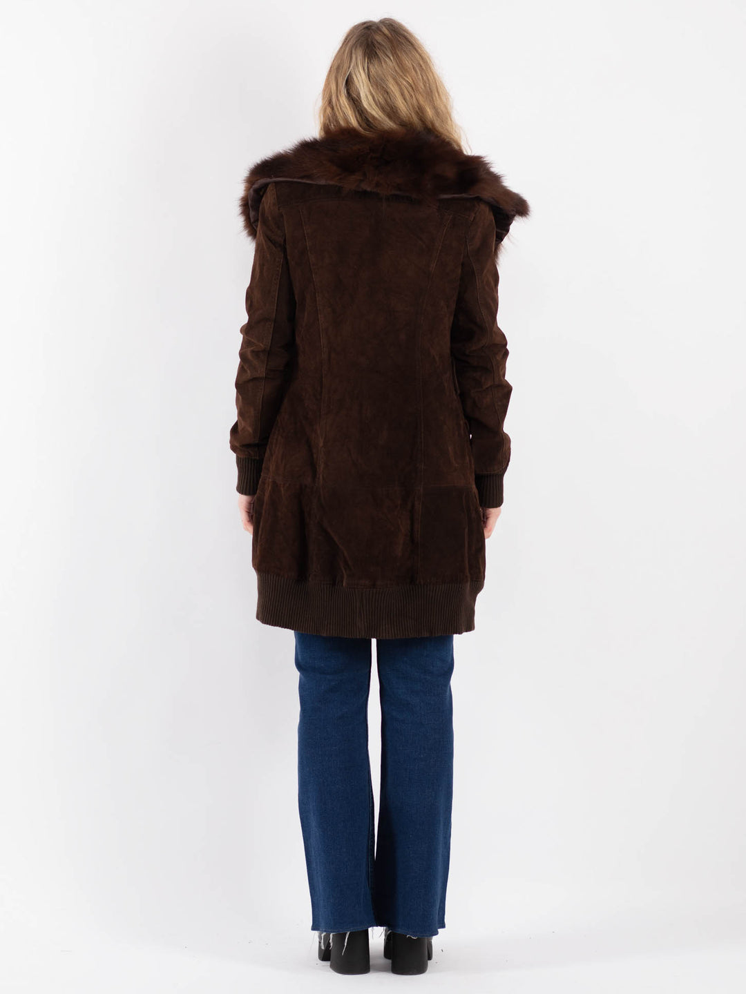 Vintage 90's Women Suede Coat in Brown
