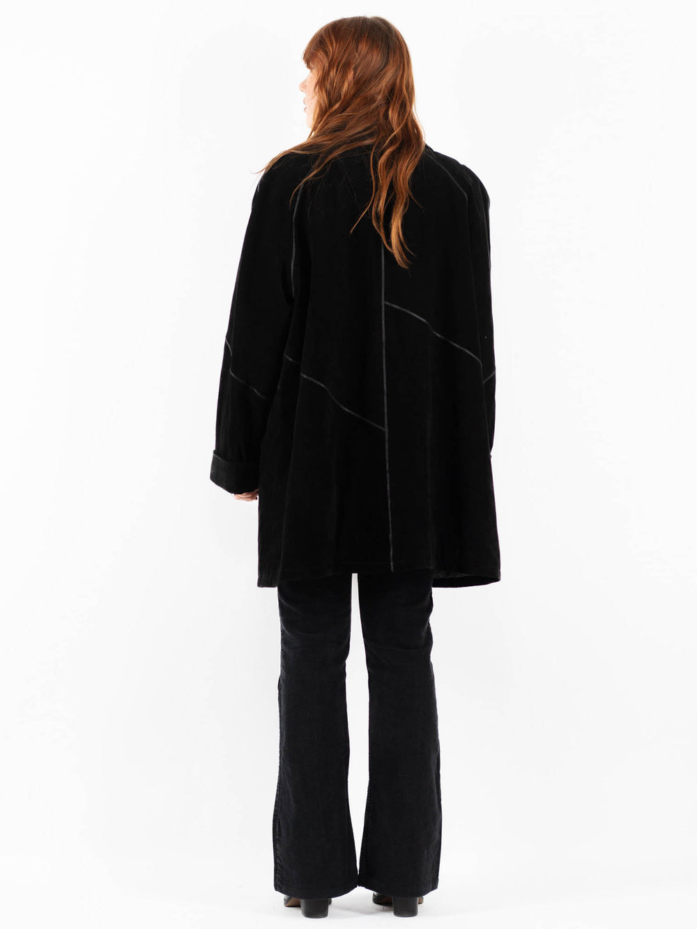 Vintage 90's Women Suede Coat in BlackV9768