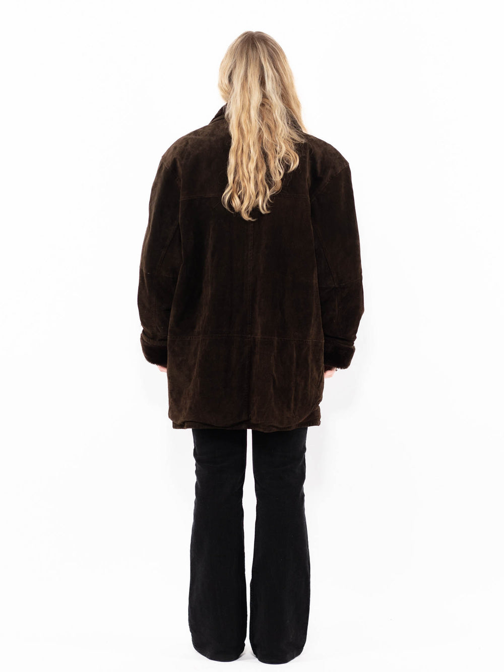 Vintage 90's Women Suede Sherpa Coat in BrownA0901