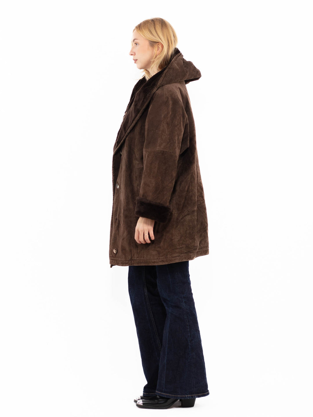 Vintage 90's Women Suede Sherpa in BrownA0735
