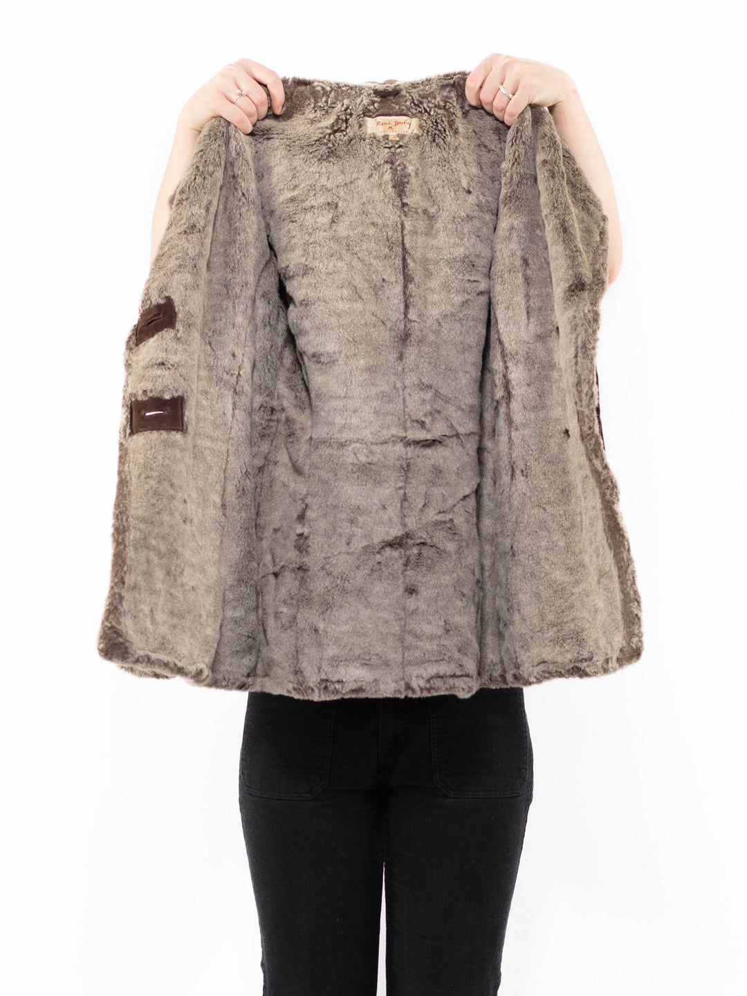 Vintage 90's Women Suede Sherpa Coat in BrownA0904