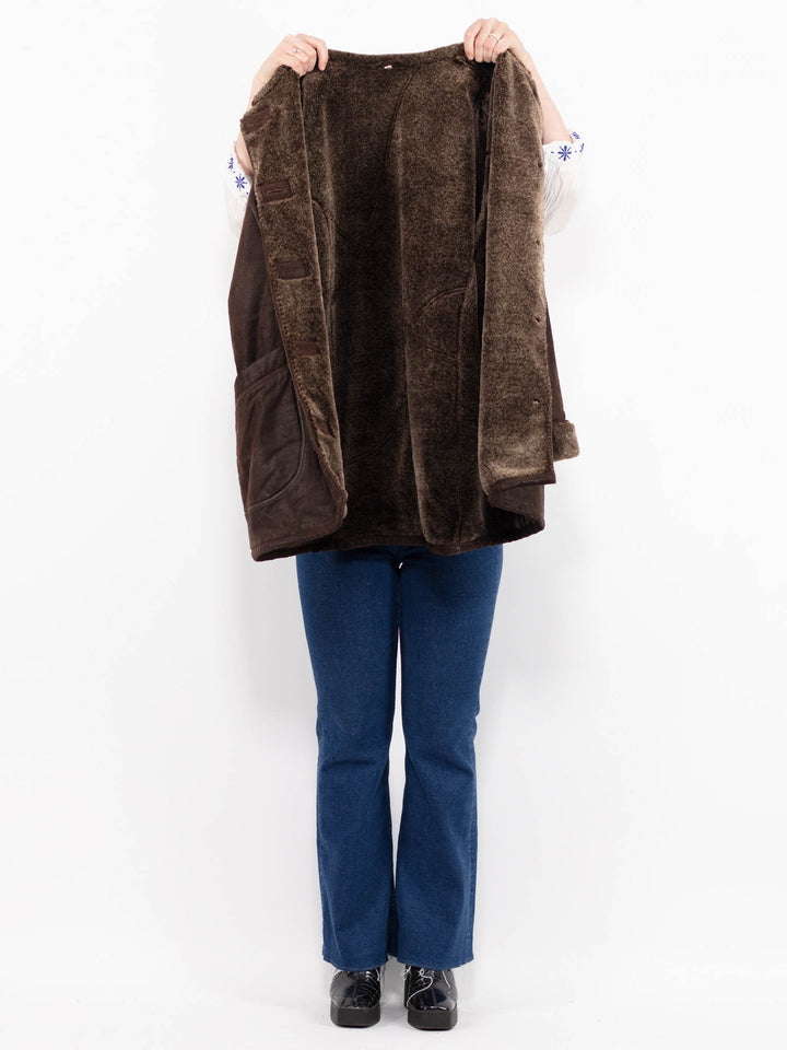 Vintage 90's Women Suede Sherpa Coat in BrownA1013
