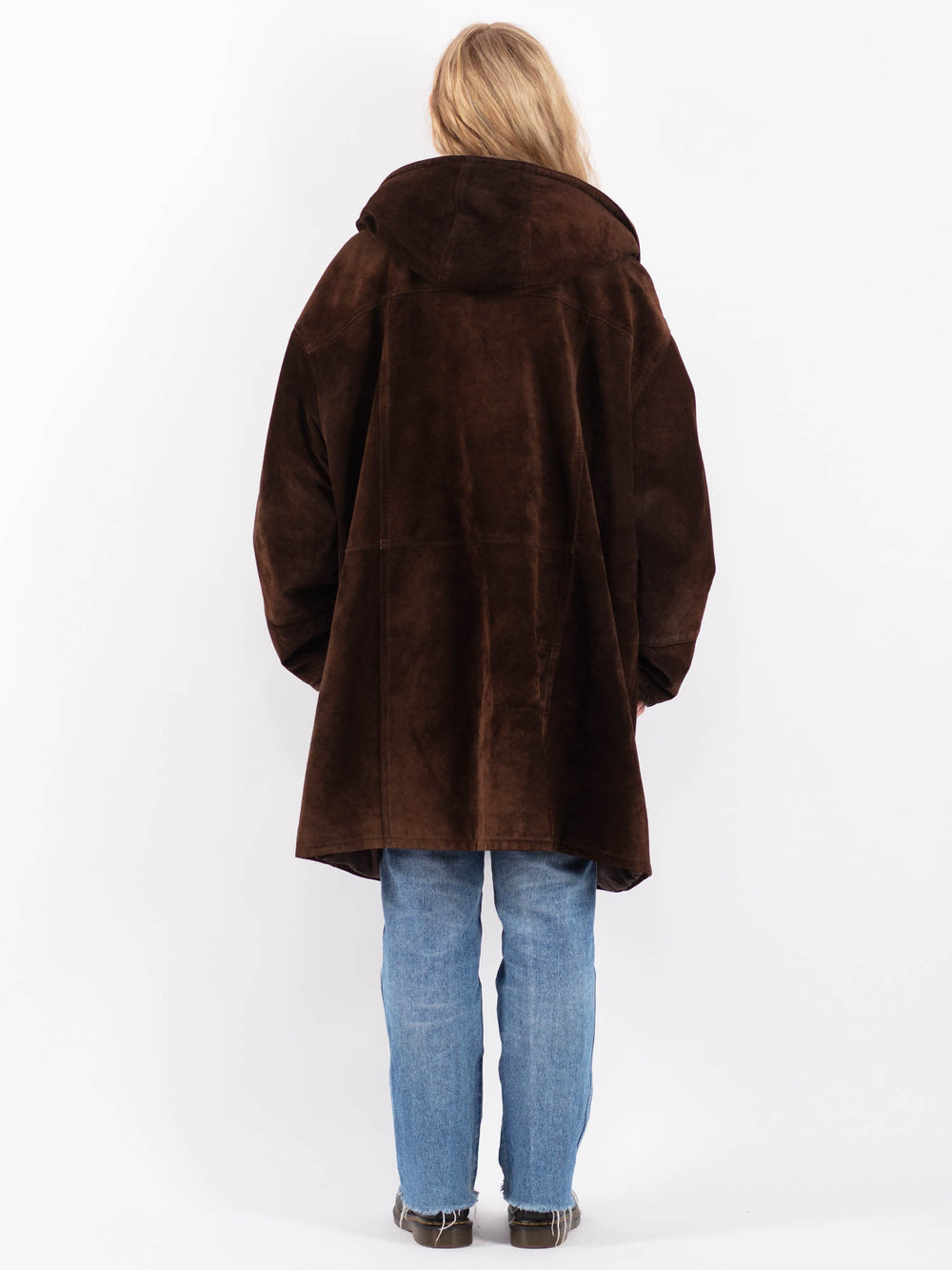 Vintage 90's Women Suede Sherpa Coat in BrownV9485