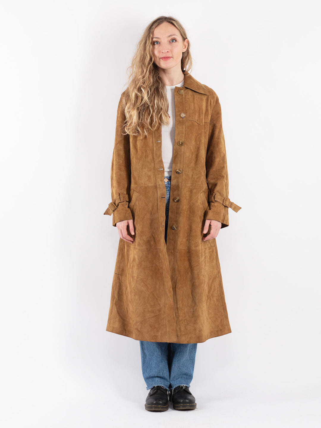 Vintage 90's Women Suede Coat in BrownV9064