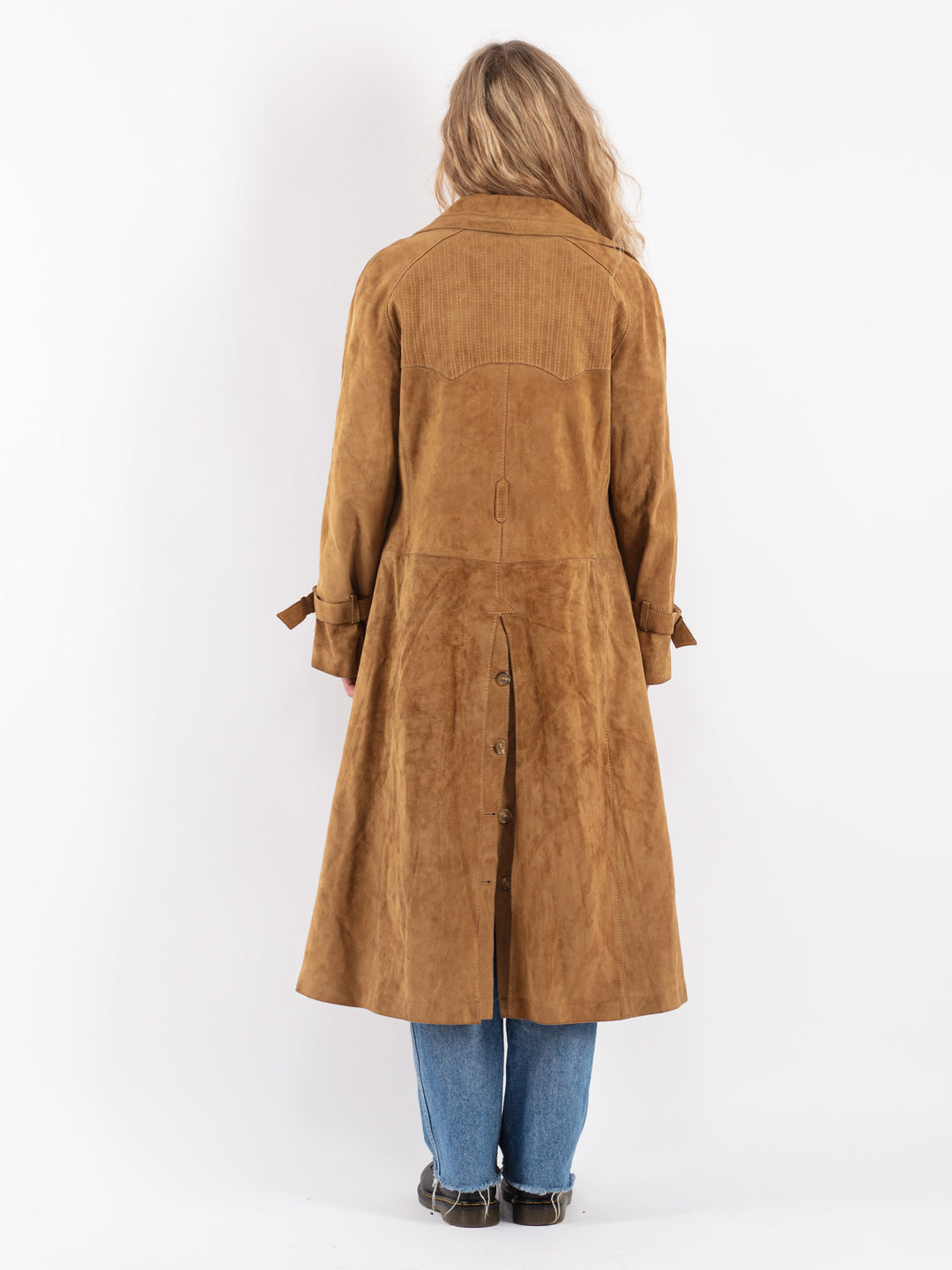 Vintage 90's Women Suede Coat in BrownV9064