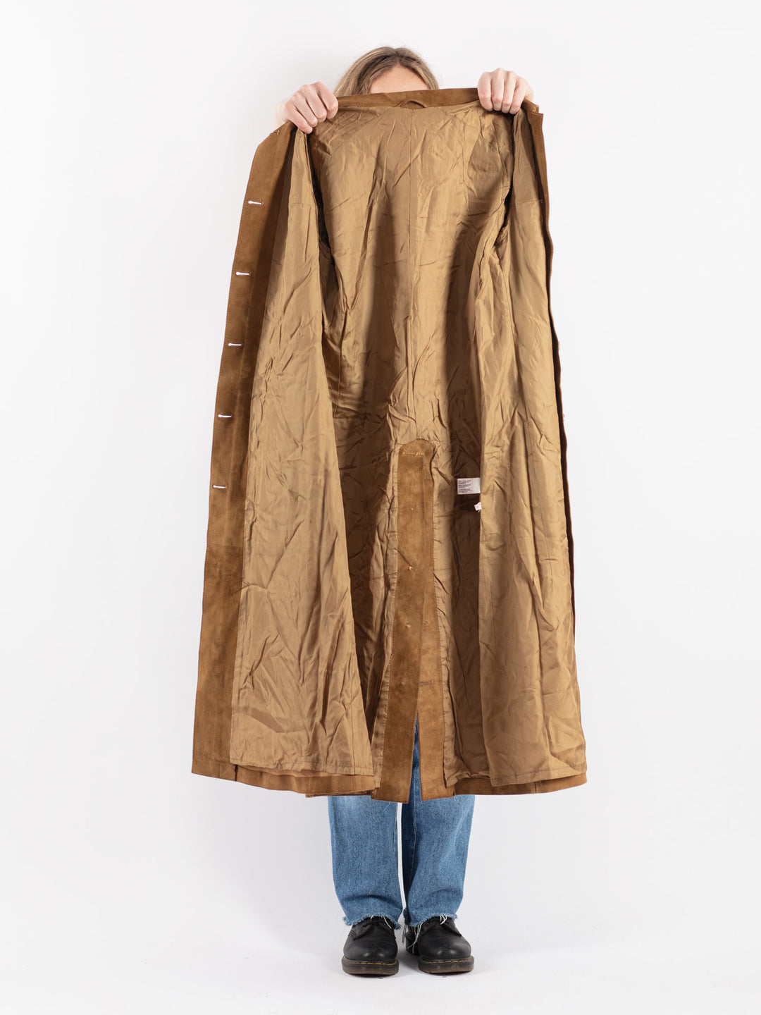 Vintage 90's Women Suede Coat in BrownV9064