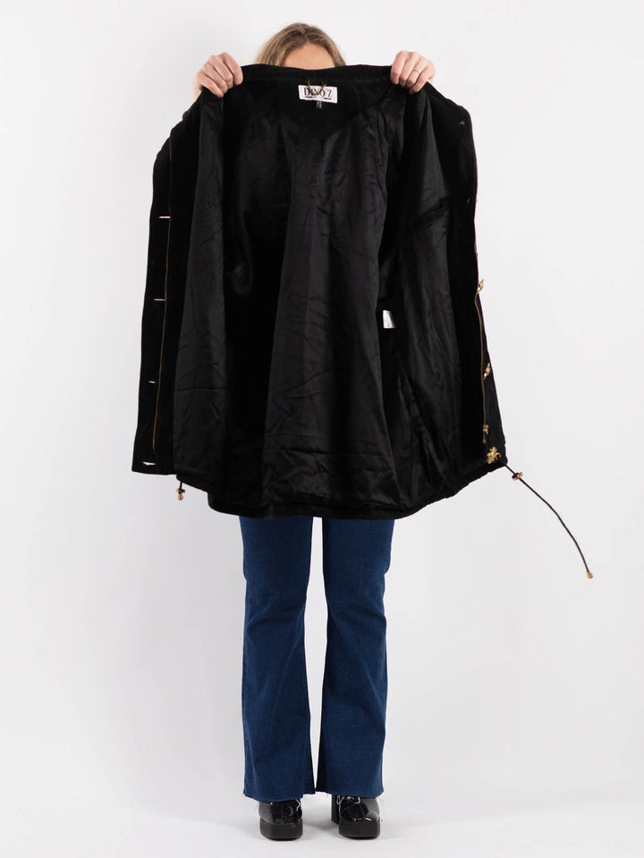 Vintage 90's Women Suede Coat in BlackV9171