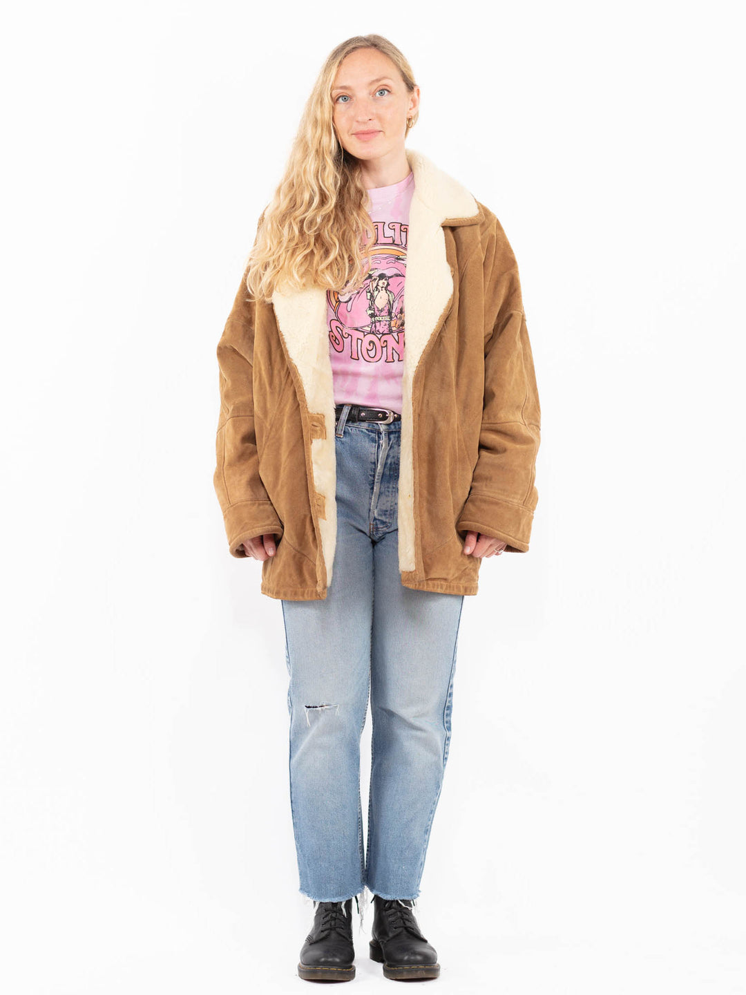 Vintage 90's Women Suede Sherpa in BrownA0582