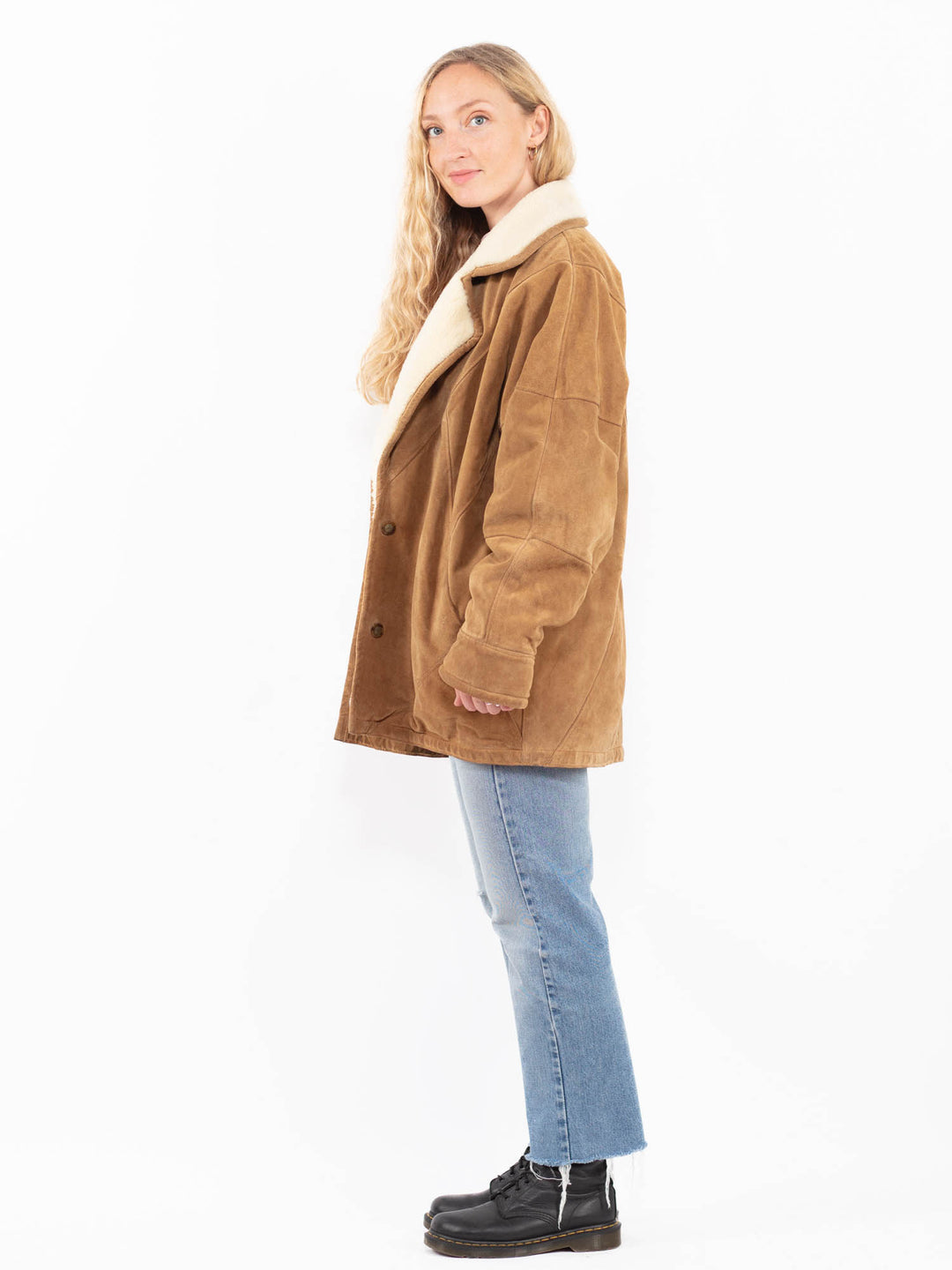 Vintage 90's Women Suede Sherpa in BrownA0582