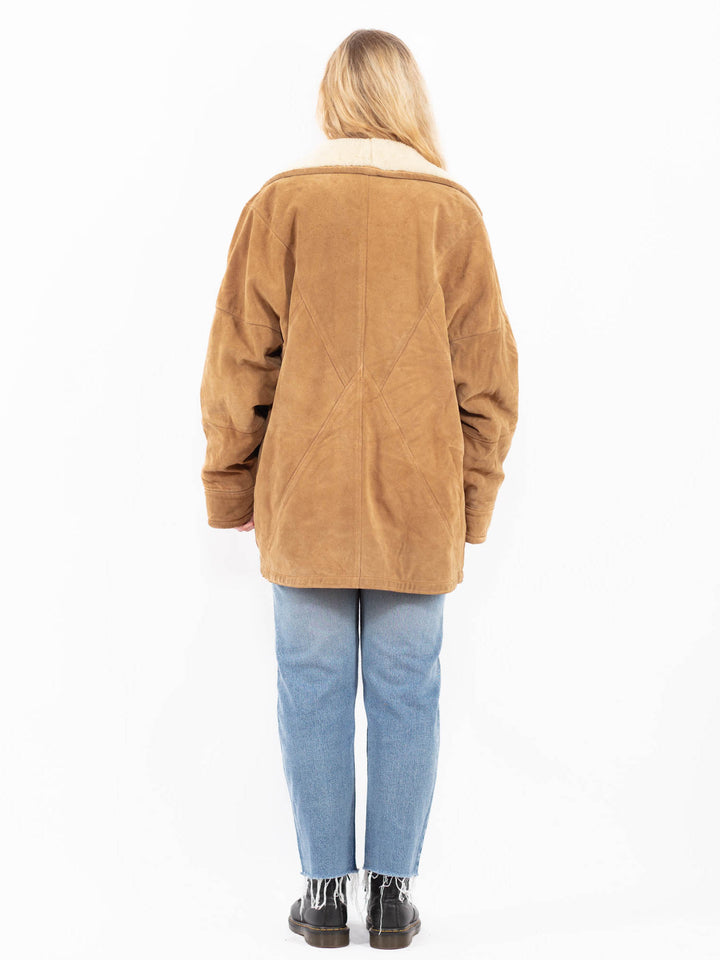 Vintage 90's Women Suede Sherpa in BrownA0582