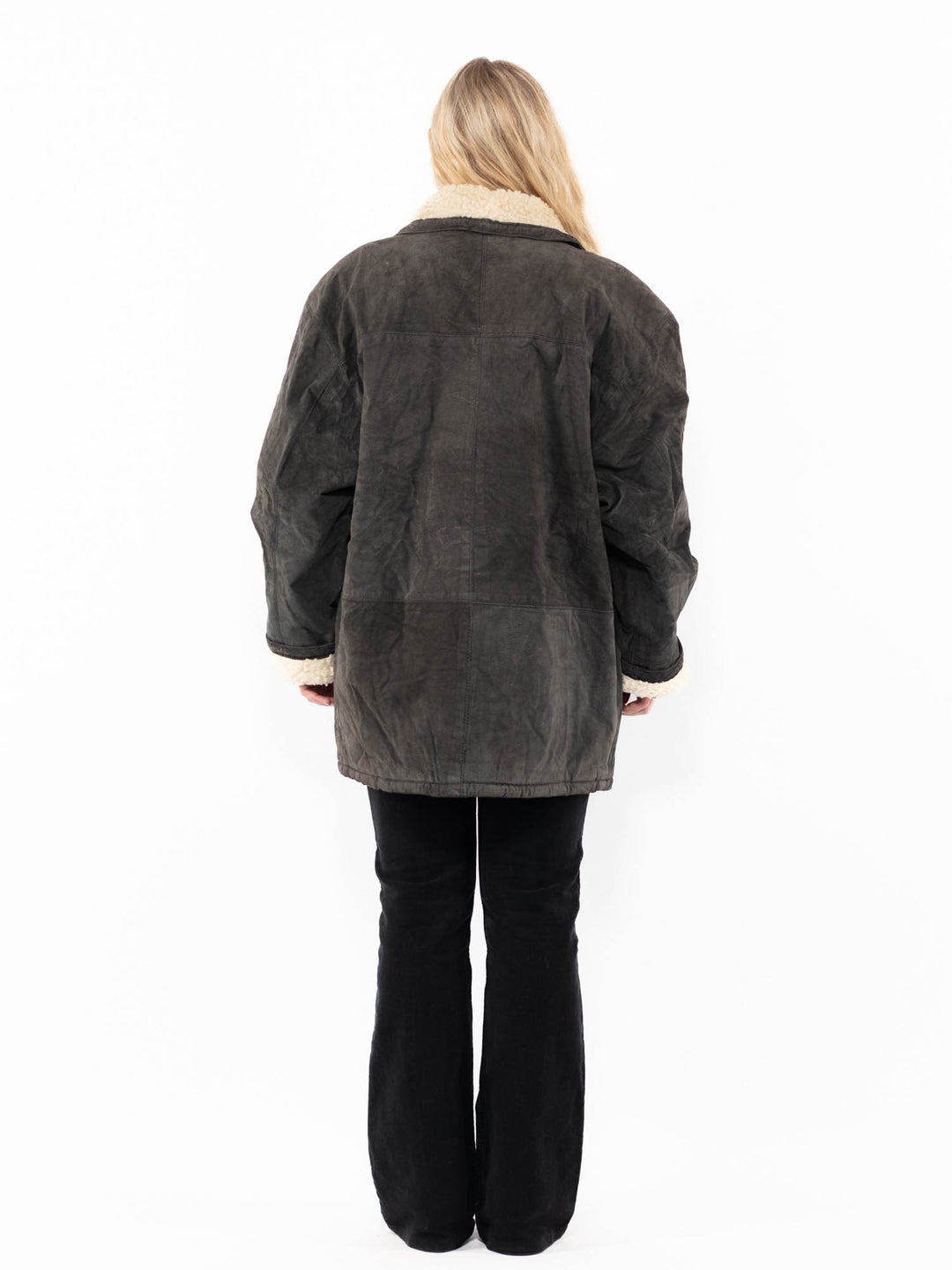 Vintage 90's Women Suede Sherpa in GrayA0970