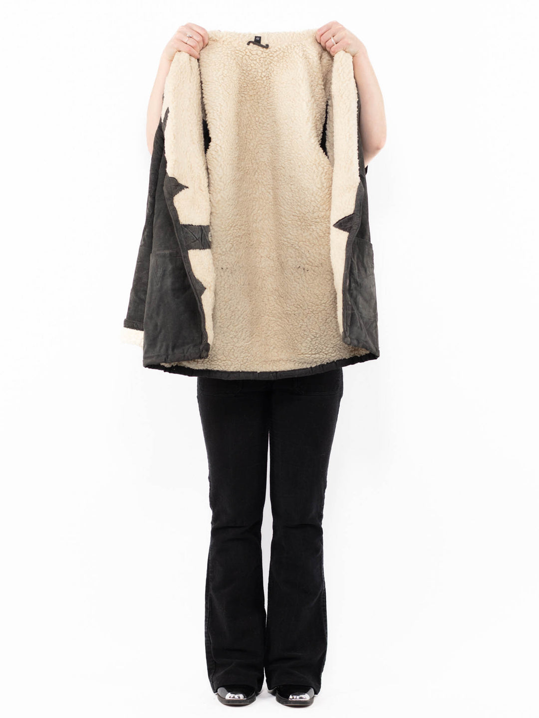 Vintage 90's Women Suede Sherpa in GrayA0970