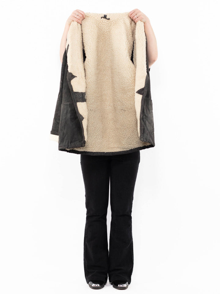 Vintage 90's Women Suede Sherpa in GrayA0970