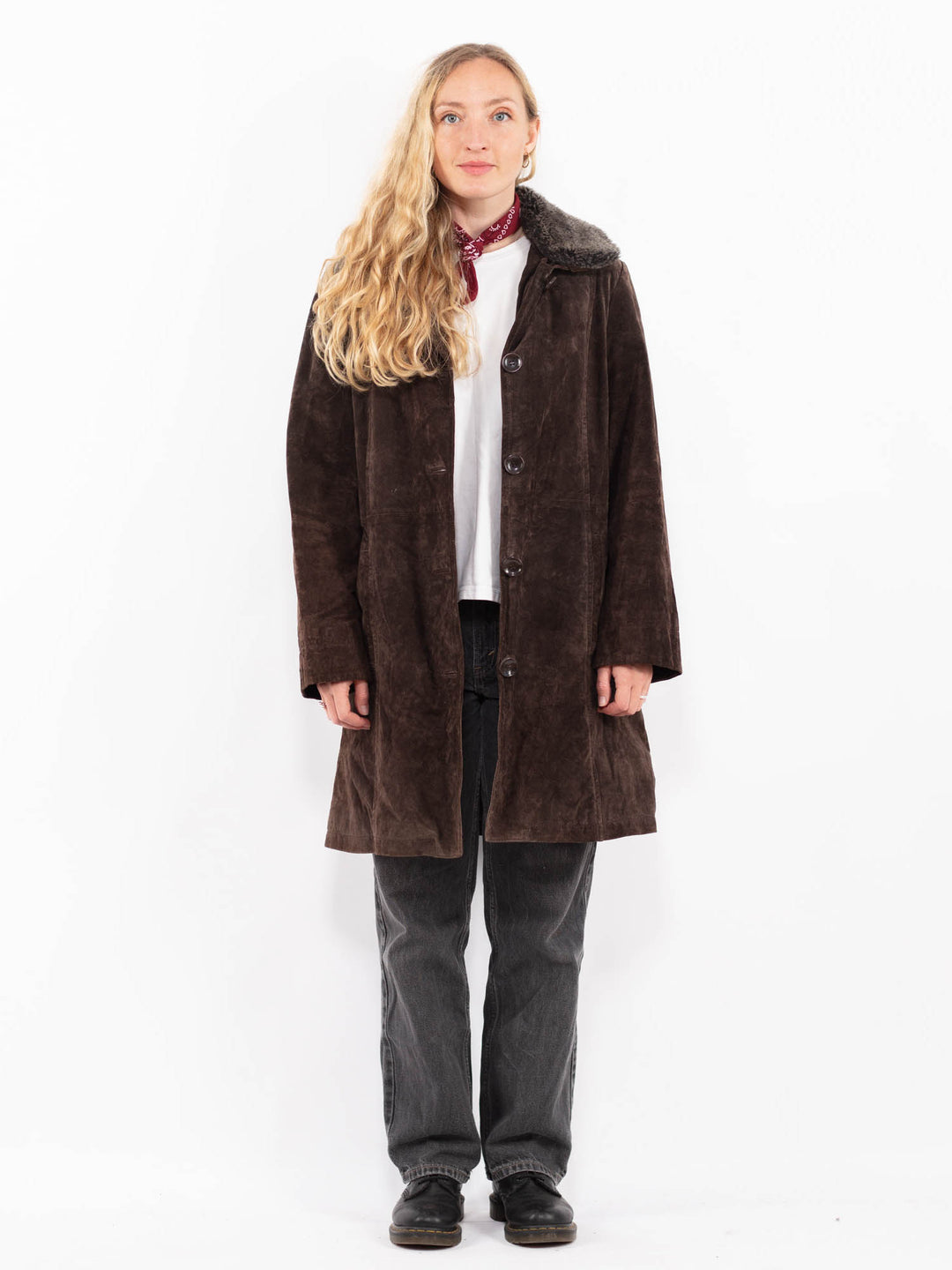 Vintage 90's Women Suede Sherpa in BrownA0690