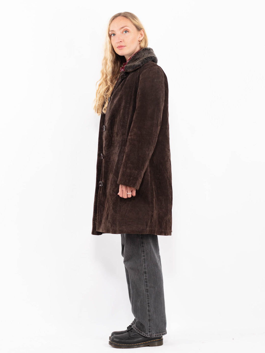 Vintage 90's Women Suede Sherpa in BrownA0690
