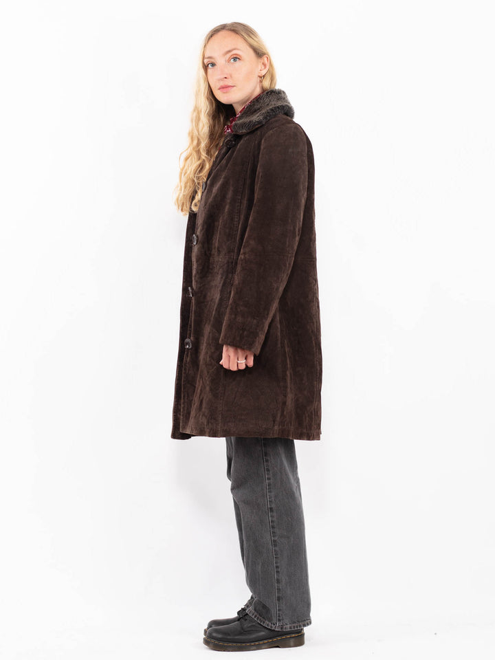 Vintage 90's Women Suede Sherpa in BrownA0690