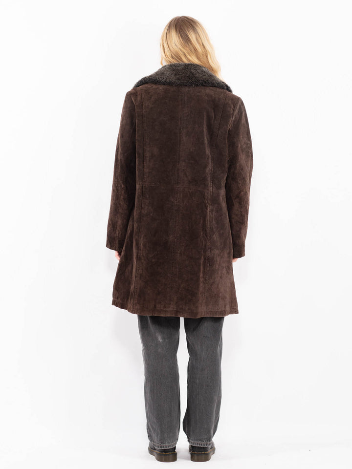 Vintage 90's Women Suede Sherpa in BrownA0690