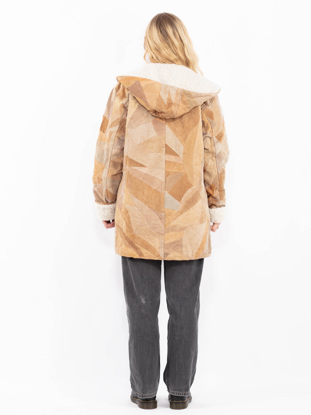 Vintage 90's Women Suede Sherpa Coat in BrownA0696