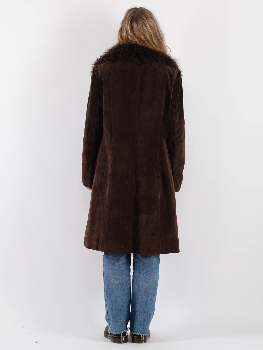 Vintage 90's Women Suede Coat in BrownV9311