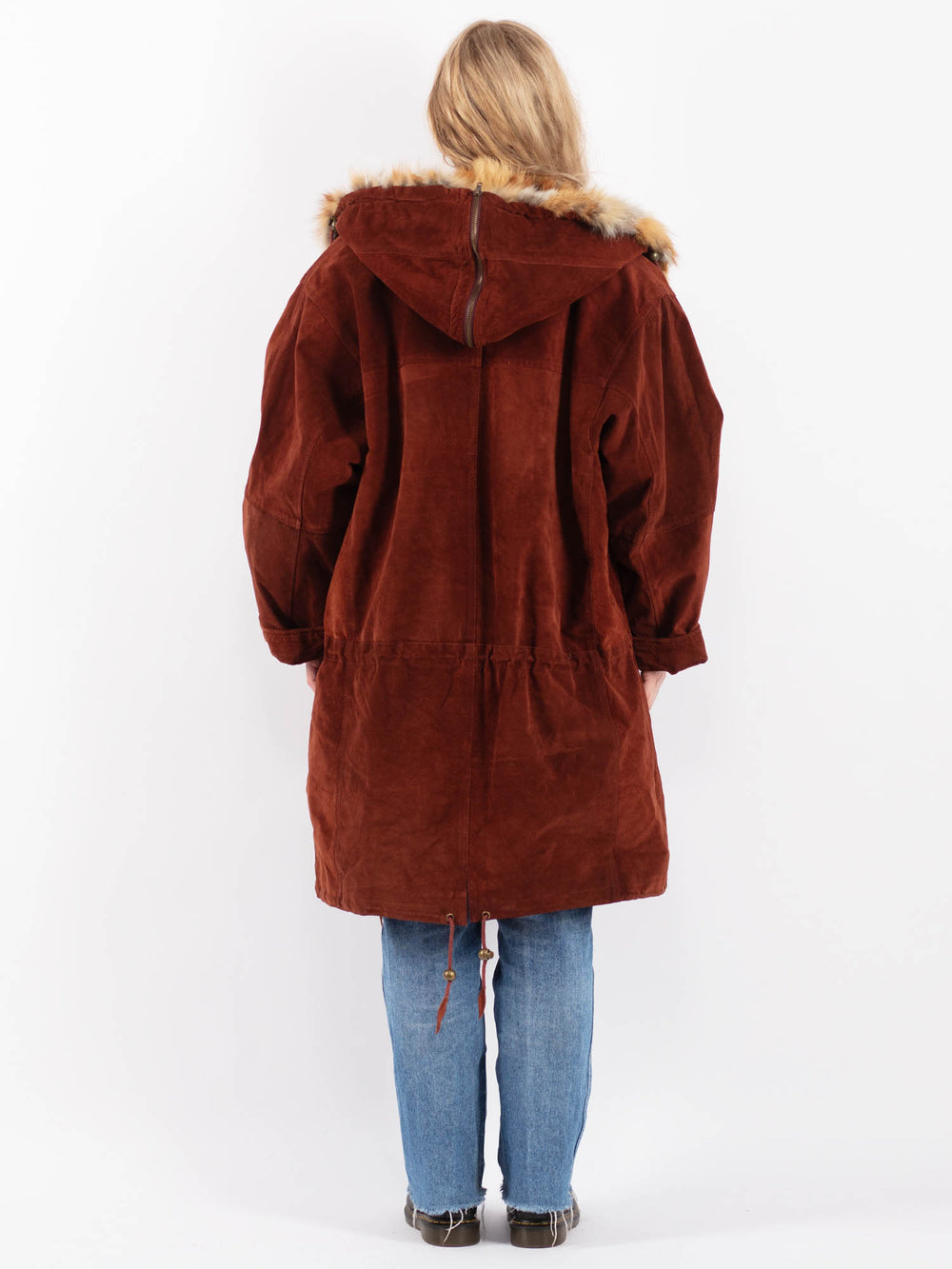 Vintage 90's Women Suede Coat in BrownV9481