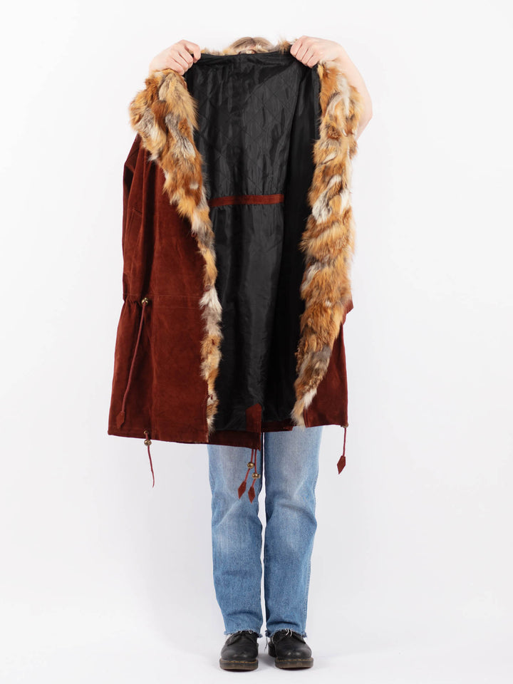 Vintage 90's Women Suede Coat in BrownV9481