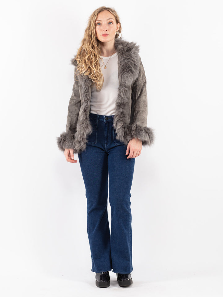 Vintage 90's Women Suede Jacket in Gray